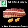 Succulent rôti de filet de boeuf bio, extra tendre, en direct du producteur, la ferme biologique de Normandie.