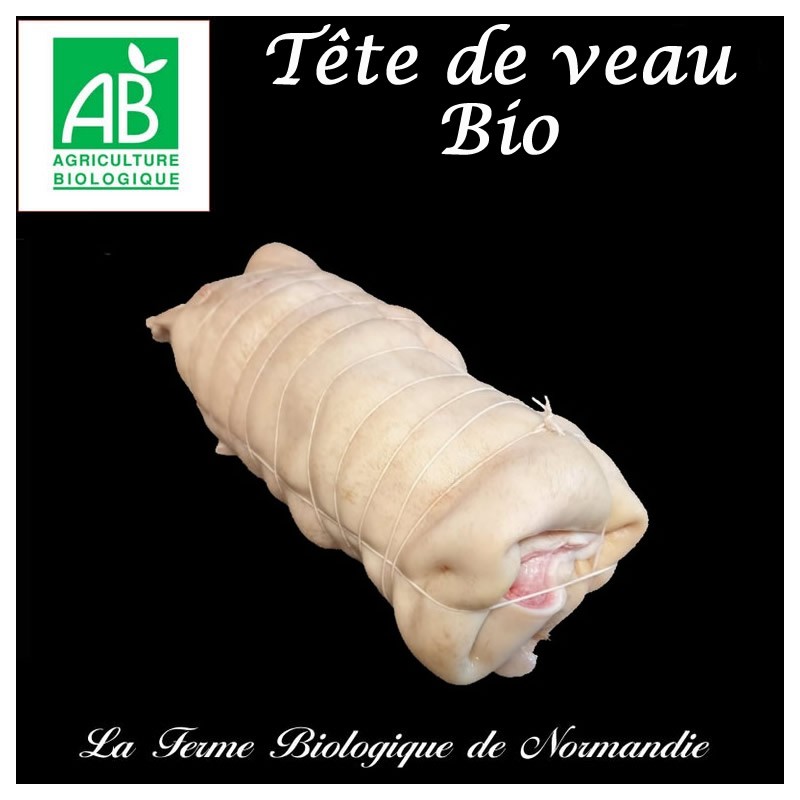 Délicieuse tête de veau bio, poids 1,3 kilo gen direct du producteur, la ferme biologique de Normandie.