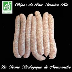Délicieuses chipos de porc bio, poids 500g, en direct du producteur la ferme biologique de Normandie