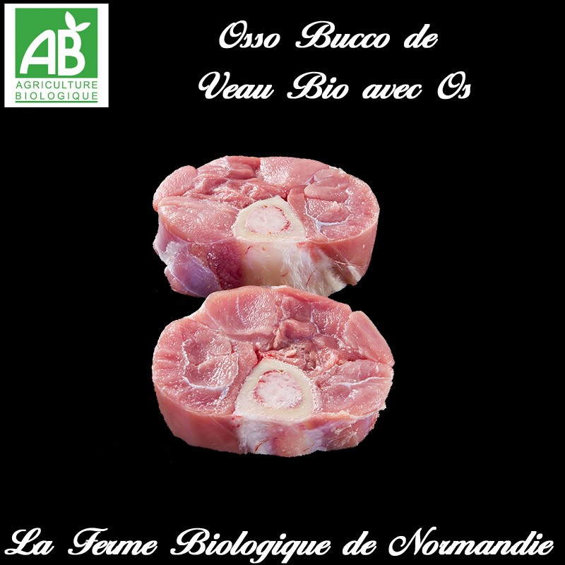 succulent osso bucco de veau fermier bio avec  os poids 600g en direct du producteur la ferme biologique de Normandie.
