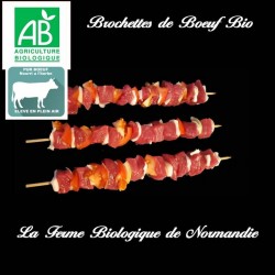 brochettes de boeuf bio 600 g  6 brochettes en direct du producteur, la ferme biologique de Normandie.