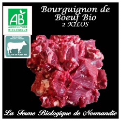 Sublime bourguignon de boeuf d'herbe bio, poids 2 kilos, en direct du producteur la ferme biologique de Normandie.