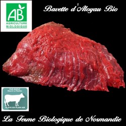 Sublime bavette d'aloyau bio (boeuf d'herbe race limousine) 250g en direct du producteur, la ferme biologique de Normandie.