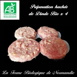 Préparation hachée de dinde bio 4 pièces 500g en direct du producteur la ferme biologique de Normandie.