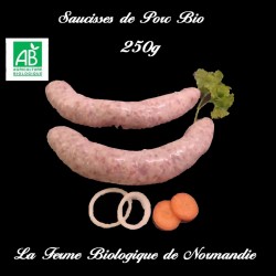 Saucisses de porc fermier bio  poids 250g en direct du producteur la ferme biologique de Normandie