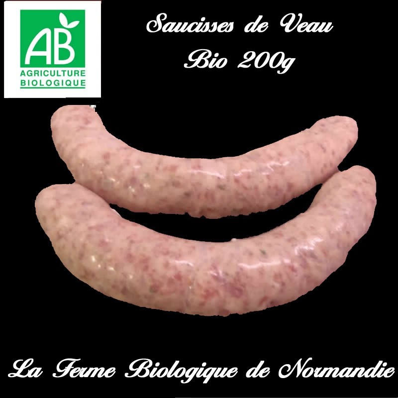 Succulentes saucisses de veau fermier bio, poids 200g en direct du producteur la ferme biologique de Normandie