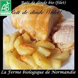 Roti de  dinde filet bio avec peau  900g en direct du producteur, la ferme biologique de Normandie.