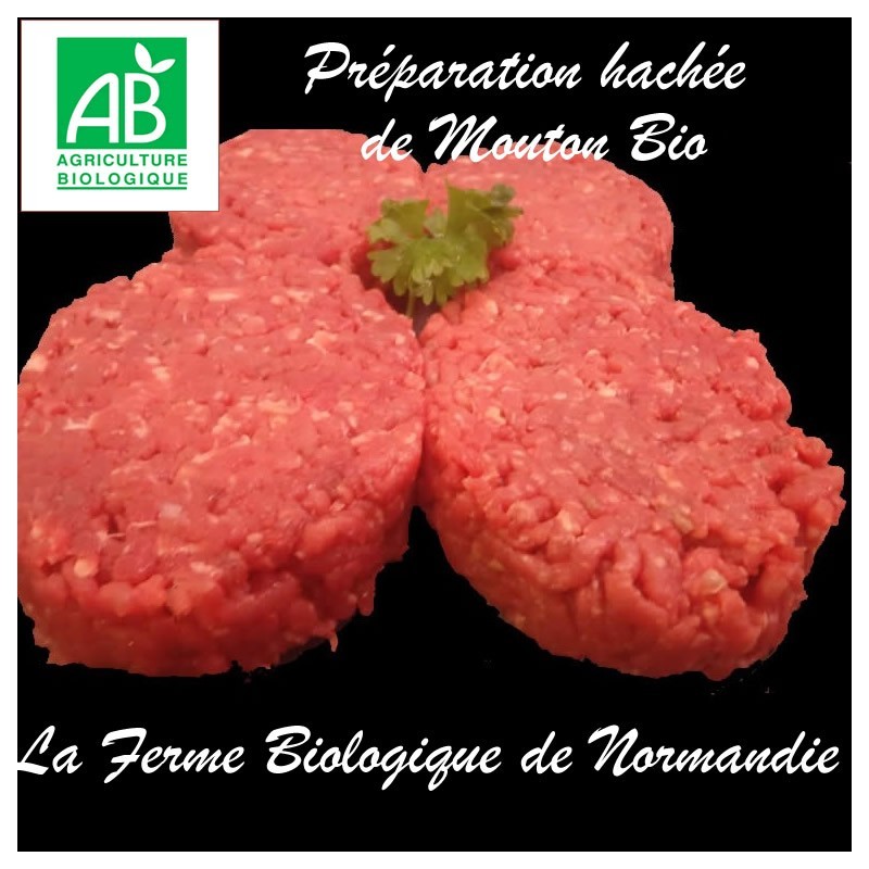 Préparation hachée de mouton bio 300g 5 % de matières grasses,  en direct du producteur la ferme biologique de Normandie.