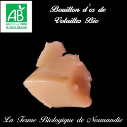 Bouillon d'os de volailles bio, riche en collagène en direct du producteur la ferme biologique de Normandie.