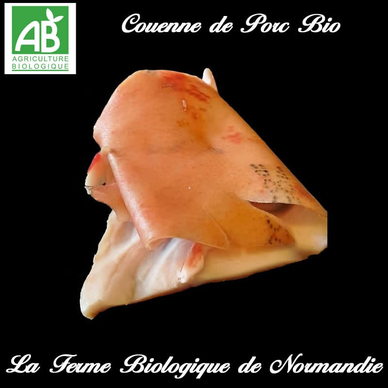 Couenne de porc fermier bio en direct du producteur, la ferme biologique de Normandie 500g