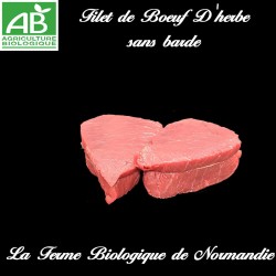 Meilleur filet de boeuf d'herbe bio sans barde 200g en direct de la ferme biologique de Normandie