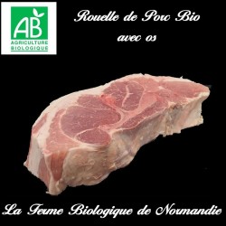 Rouelle de porc fermier bio avec couenne, avec os, 700g, en direct du producteur la ferme biologique de Normandie.