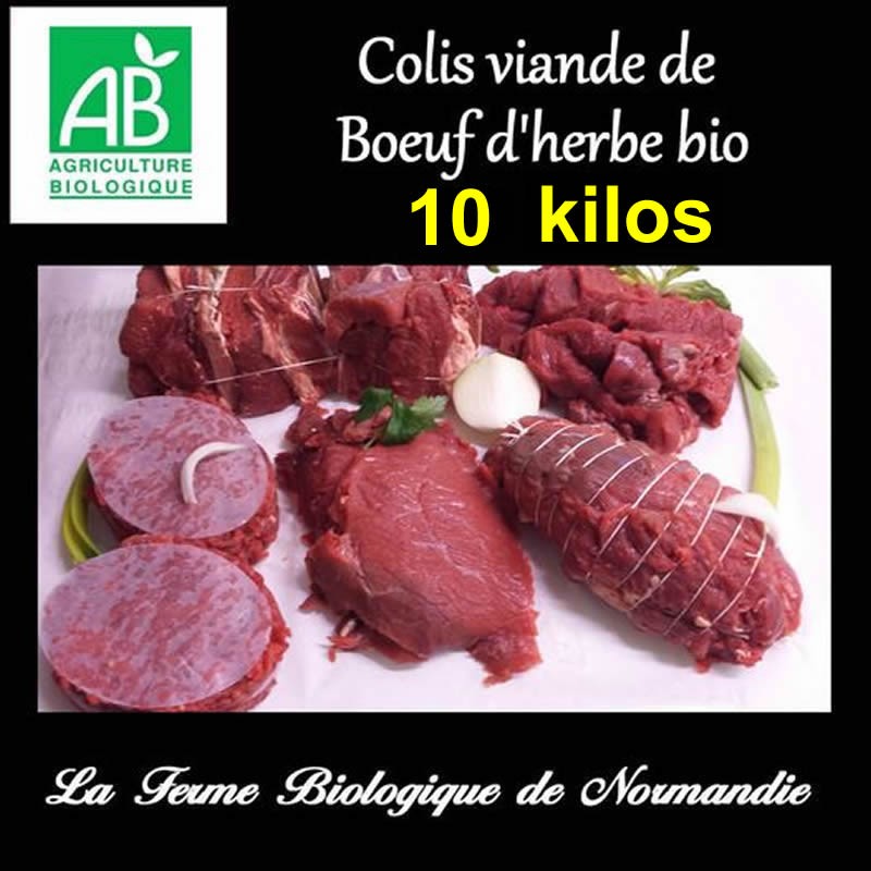 superbe colis de viande de boeuf d'herbe bio 10 kilos, viande à griller, à rôtir, à mijoter, direct producteur.