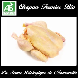 Chapon fermier bio poids 3.9 kilos, à rôtir.