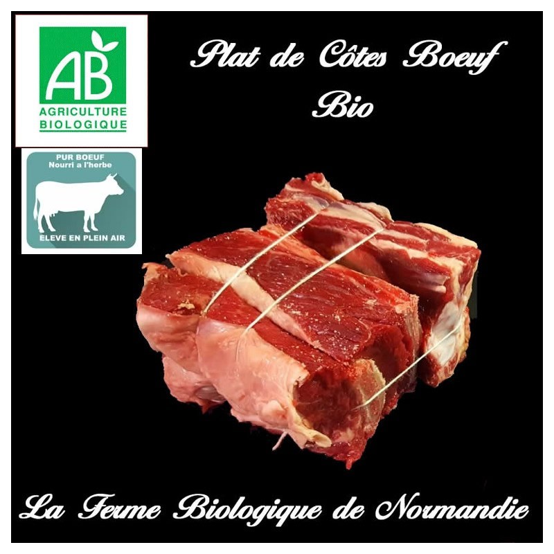 Plat de côtes de boeuf , race limousine, bio, poids 600g en direct du producteur la ferme biologique de Norrmandie.