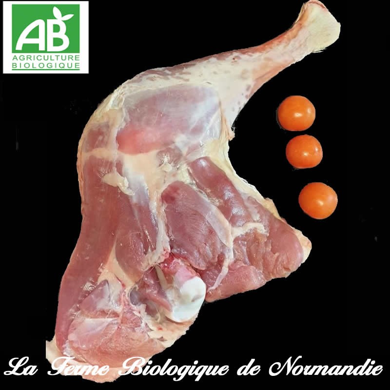 Savoureuse cuisse de poulet fermier bio en direct du producteur la ferme biologique de Normandie.