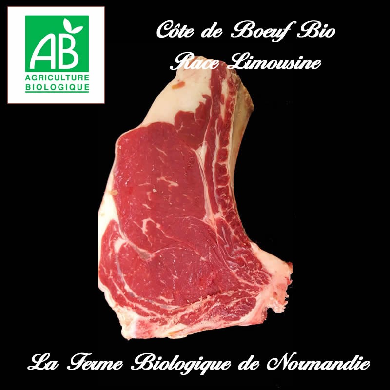 Succulente côte de boeuf bio poids 1,2 kilos Succulente côte de boeuf bio poids 1,2 kilos